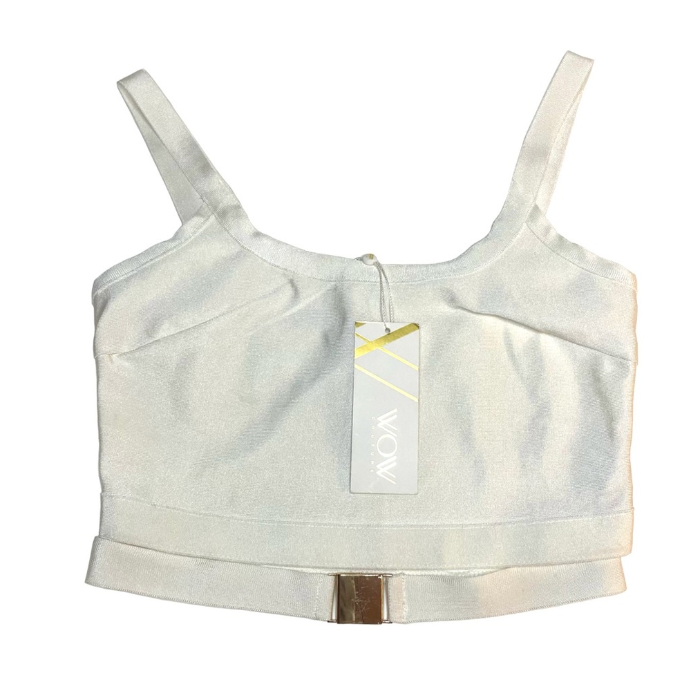 NWT WOW Couture White Bra Knit Top Crop Summer Twee Y2K Angel Nautical Outdoors